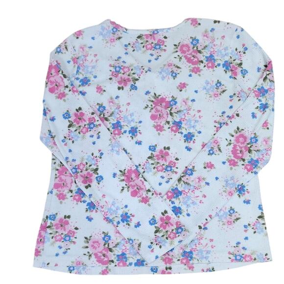 Intimate Essentials Super Soft Floral Print Long Sleeve V neck Loungewear W Med - Picture 11 of 11